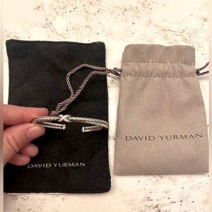 David Yurman Petite X Center Station Bracelet Silver w/Pave Diamonds